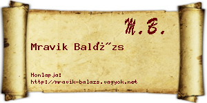 Mravik Balázs névjegykártya