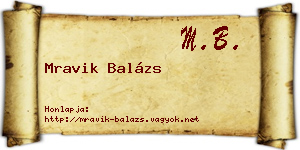 Mravik Balázs névjegykártya
